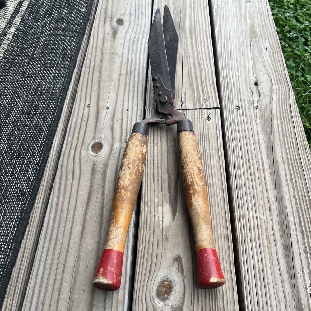 Vintage Wood Handle Hedge Trimmer Shears W.C.H co.